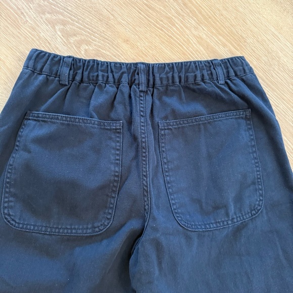 Banana Republic Navy Blue Denim Wide Leg Crop Trouser Elastic Waist Pants Small - Picture 7 of 11